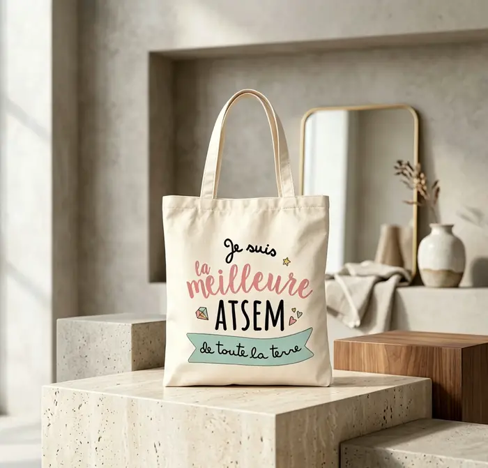 Sac fourre-tout au design ATSEM inspiré de l'école française - Sacs de courses durables en polyester avec bandoulière
