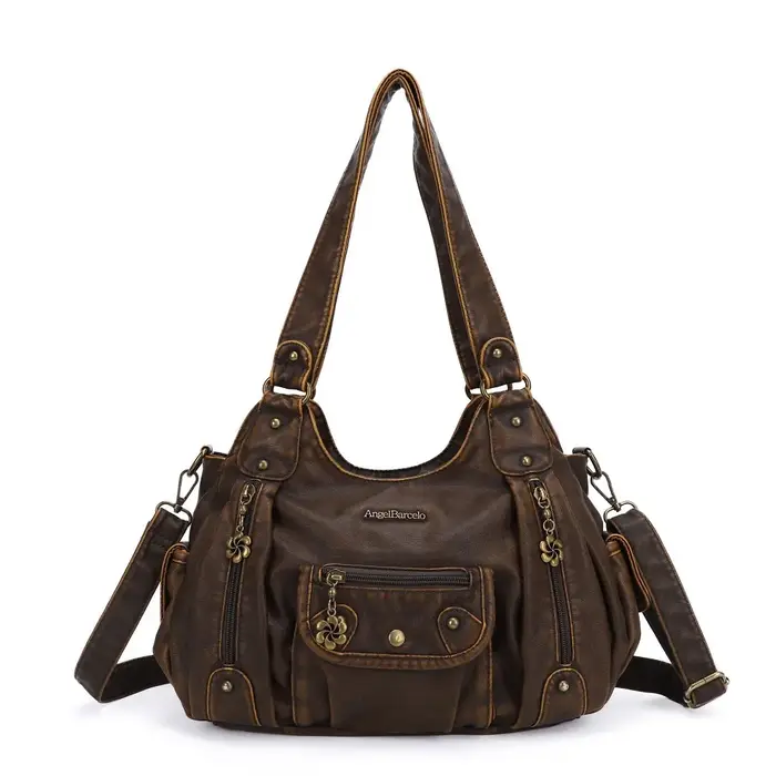 Femmes sacs à main sacoche poignée supérieure Vintage PU sac à bandoulière 12.5 "x 4.4" boulette Pack multi-poches