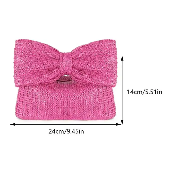 Pochette tissée en paille avec nœud pour femme, sac à main boulette de plage noué, demi-lune, sac de
