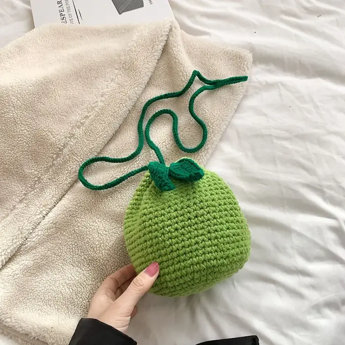 Sac à bandoulière crocheté en forme d'oranger pour femmes, sac à bandoulière tricoté à la main, Port