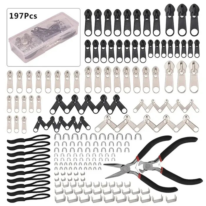 Kit de réparation de fermetures éclair 85 pièces/ensemble – Tête de curseur et tirette universels