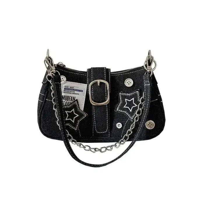 Sacs à main en Denim pour femmes, motif d'étoiles, Cool filles Y2K, sac sous les bras en toile, peti