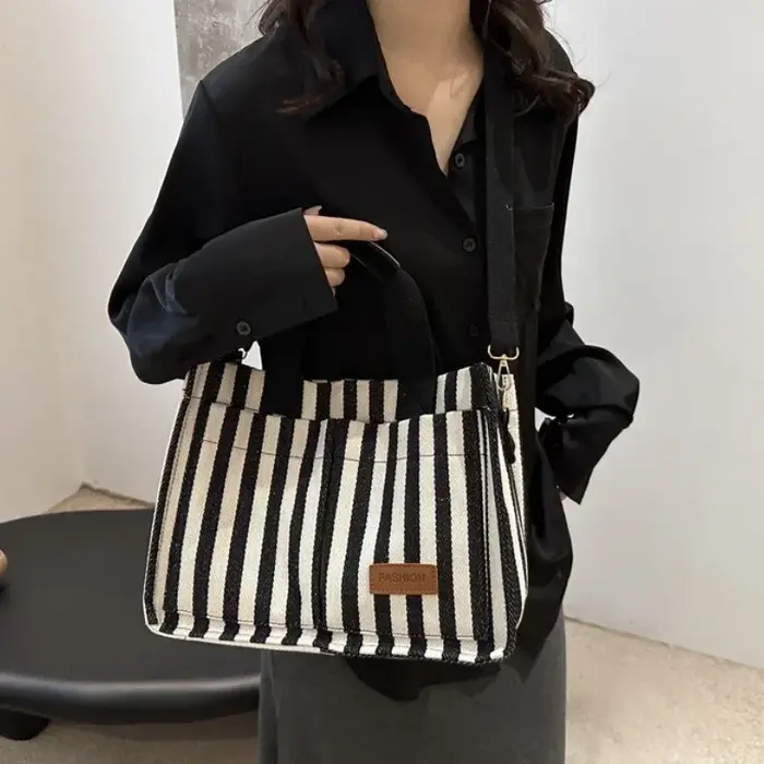 Sacs à main pour femmes, sacs à bandoulière grande capacité, sacs en toile rayés, sacs pour le trava