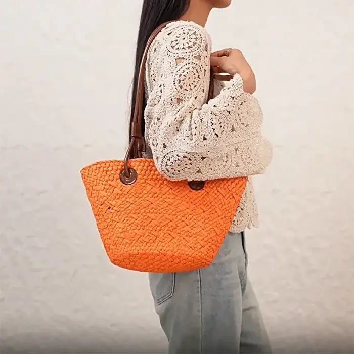 Nouveau sac à bandoulière fait à la main en paille tissé grande capacité marque haute qualité panier sac été plage