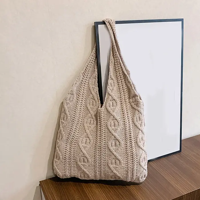 Sac à main décontracté en crochet pour femmes, fourre-tout de plage, grande capacité
