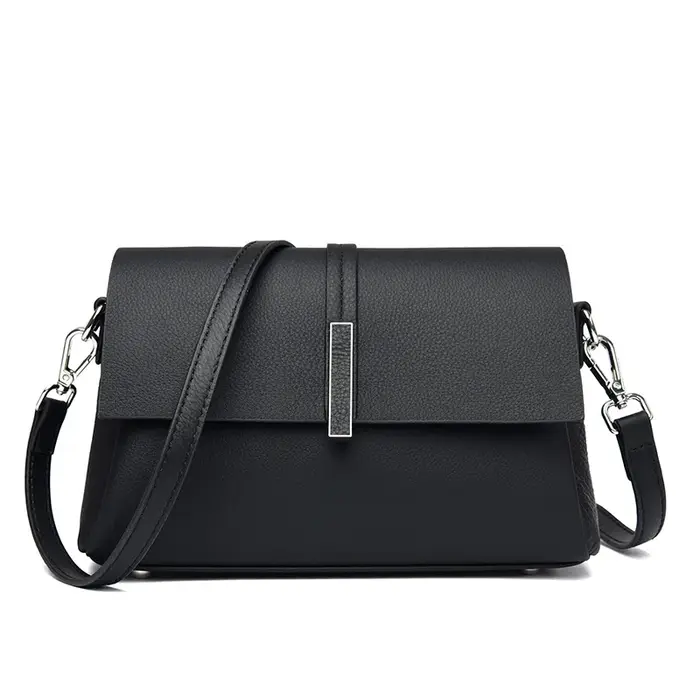 Sac à main en cuir véritable de qualité supérieure pour femmes, structuré, minimaliste, avec fermoir