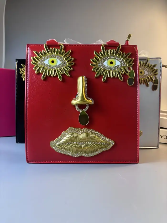 Nouveau sac à main pour femme en cuir noir de haute qualité, sac de luxe de marque avec bijoux, yeux