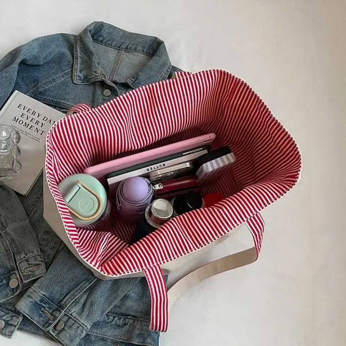 Sac à bandoulière décontracté à grandes rayures pour femmes
