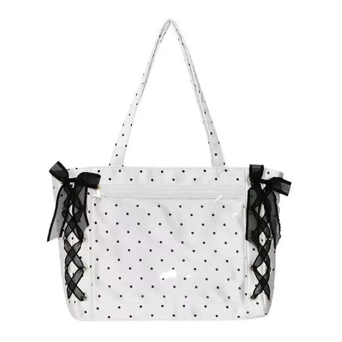 Sac à poignée supérieure pour femmes, sac à bandoulière en ruban de Satin à pois, grande capacité pour étudiants, Texture confortable et polyvalente, sac Ita