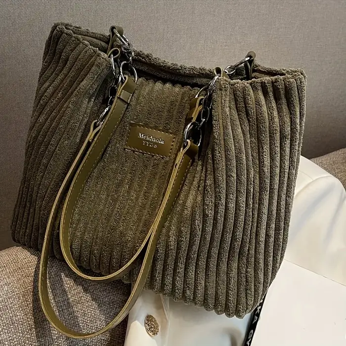 Sac fourre-tout élégant en velours côtelé pour femme
