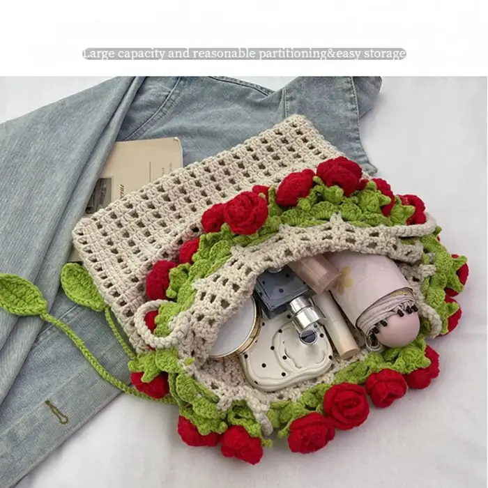Sac tissé de Bouquet de roses bohème