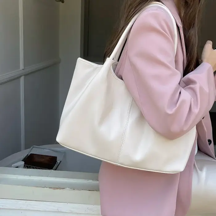 Sac à bandoulière blanc Simple en cuir PU pour femmes