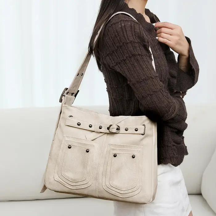 Sac à Bandoulière Inclinée en Nylon de Grande Capacité pour Femme