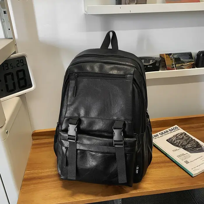 Sac à dos pour hommes mode cuir Pu étanche homme pochette d'ordinateur sacs à dos coréens grand sac 