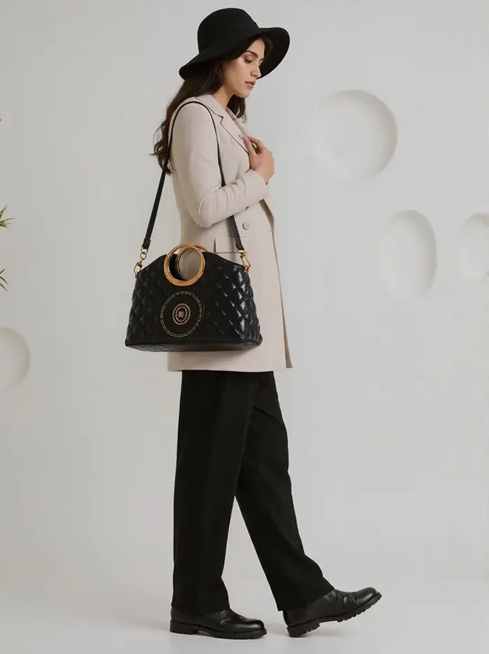 Sac à main matelassé noir Vintage pour femmes