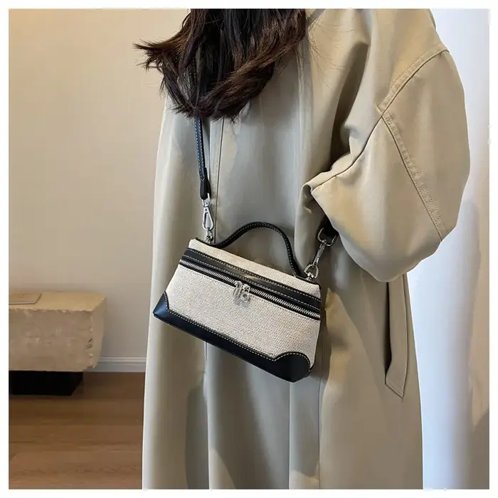 Sac à main en toile patchwork pour femme, sacs à bandoulière pour femme, sac à main portable, boîte