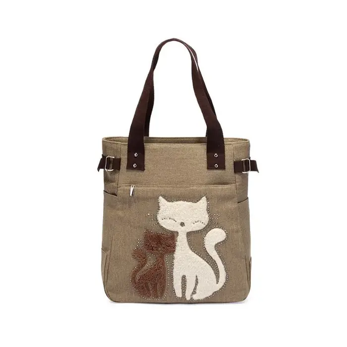 Sac à main en toile de chat mignon pour filles dames