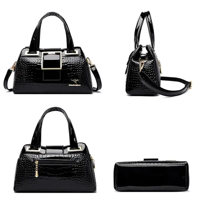 Sac à bandoulière en cuir motif crocodile pour femme