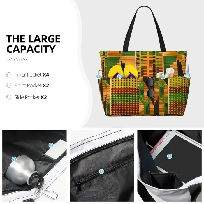 Sac fourre-tout personnalisé en tissu Kente africain pour femmes