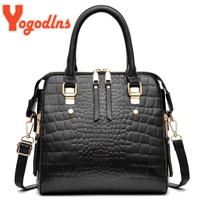 Yogodlns luxe motif Crocodile sac à main femmes hiver nouveau PU cuir gland sac à bandoulière marques Design poignée