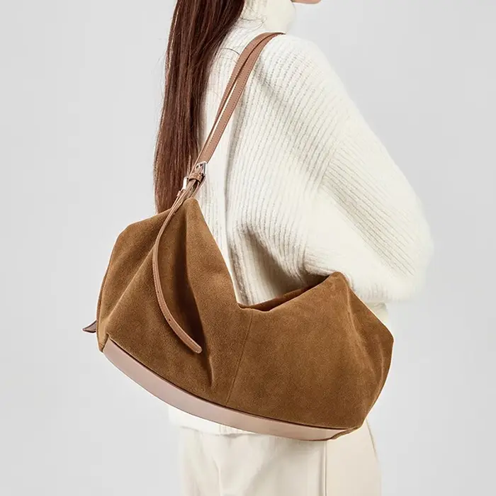 Sacs à main en cuir véritable Nuede naturel pour femmes
