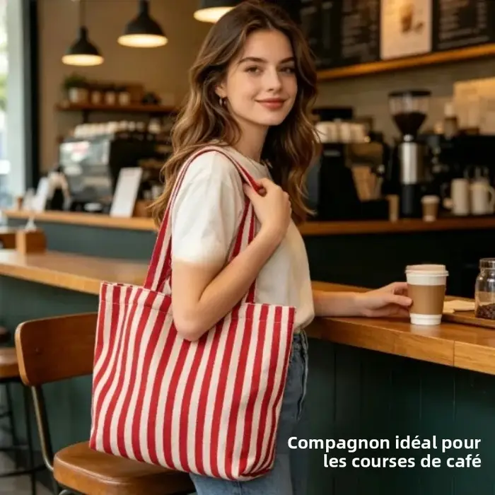 Sac fourre-tout en toile rayée coréenne 2026