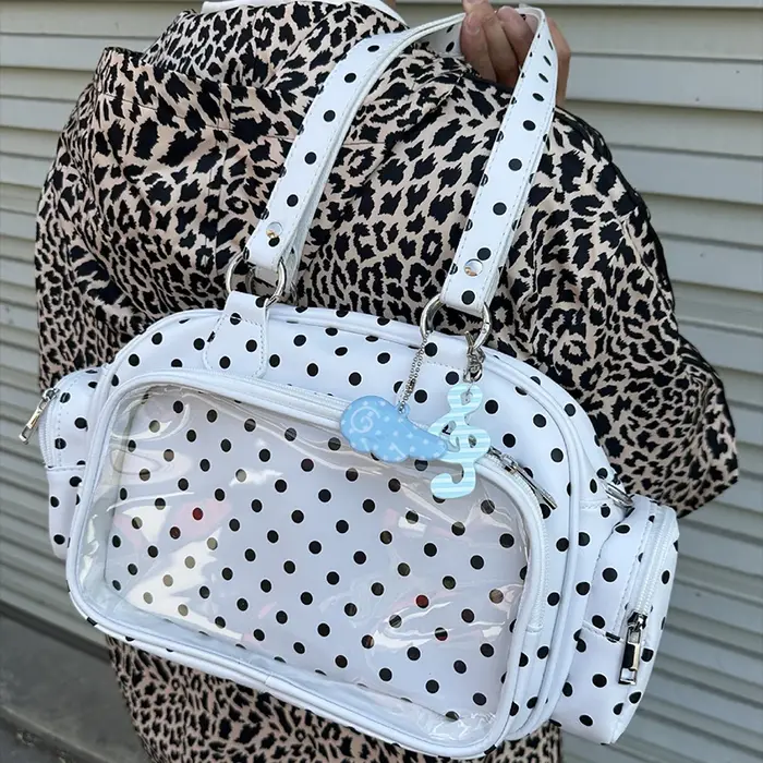 Sac Boston à pois avec fenêtre transparente