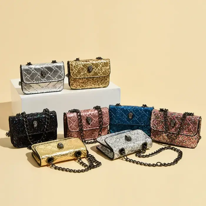 Sac à bandoulière matelassé à paillettes pour femme