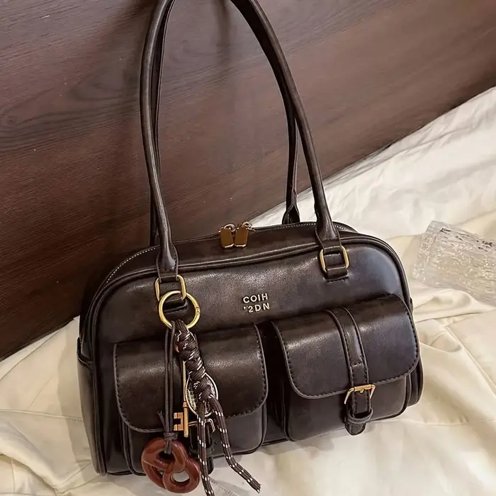 Sac à main multi-poches marron café pour femmes