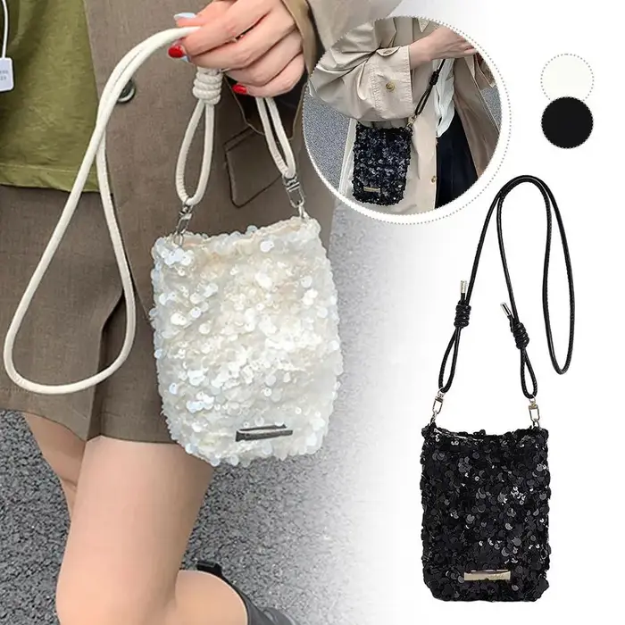 Sac bandoulière de luxe à sequins pour femme 2026 – Pochette d'épaule tendance à texture scintillante – Sac à main élégant pour soirée