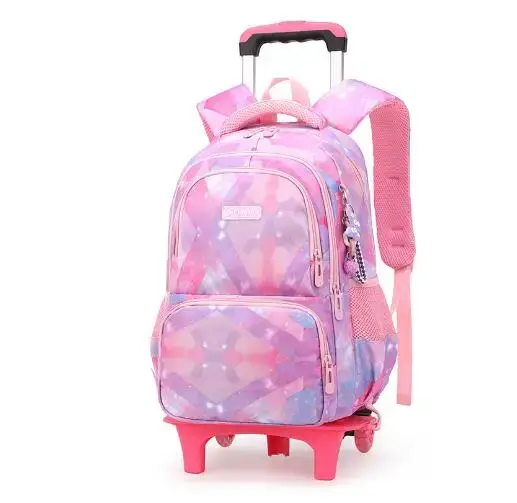 Sac à roulettes scolaire pour filles, 3 pièces, sac à dos à roulettes, cartable à roulettes pour fil