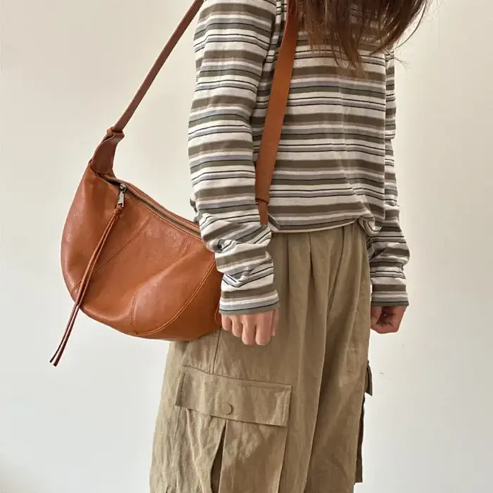 Sac à main pour femme Johnature 2026 en cuir véritable, décontracté, couleur unie, polyvalent, sacoc