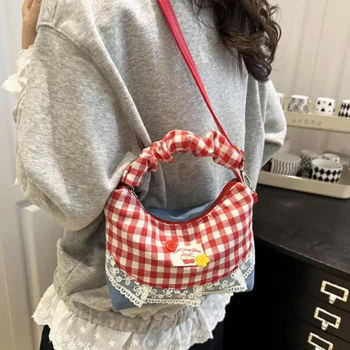Nouveau sac à main en dentelle à carreaux Patchwork