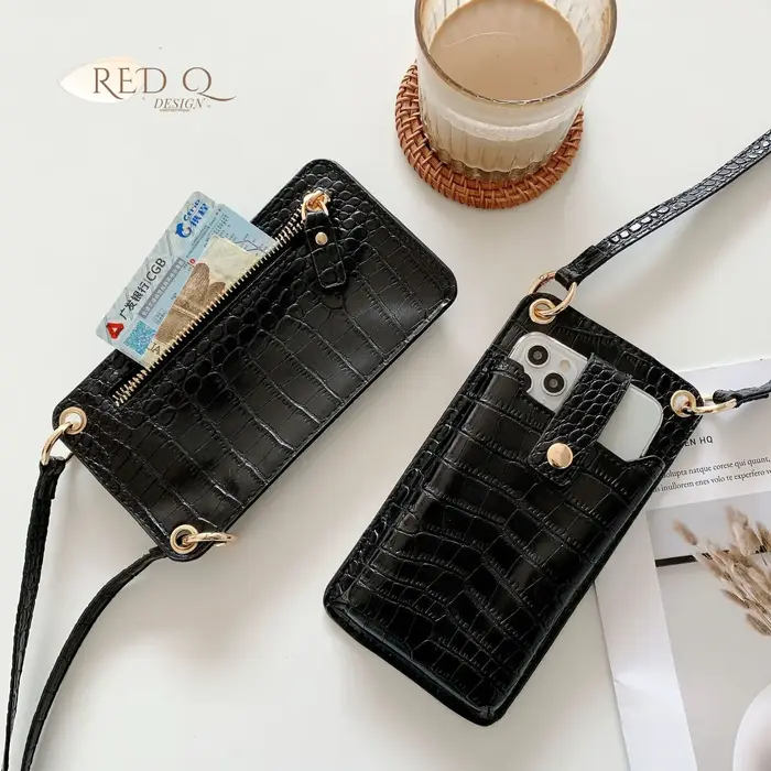 Sac de téléphone en cuir PU Stone Patter pour femme