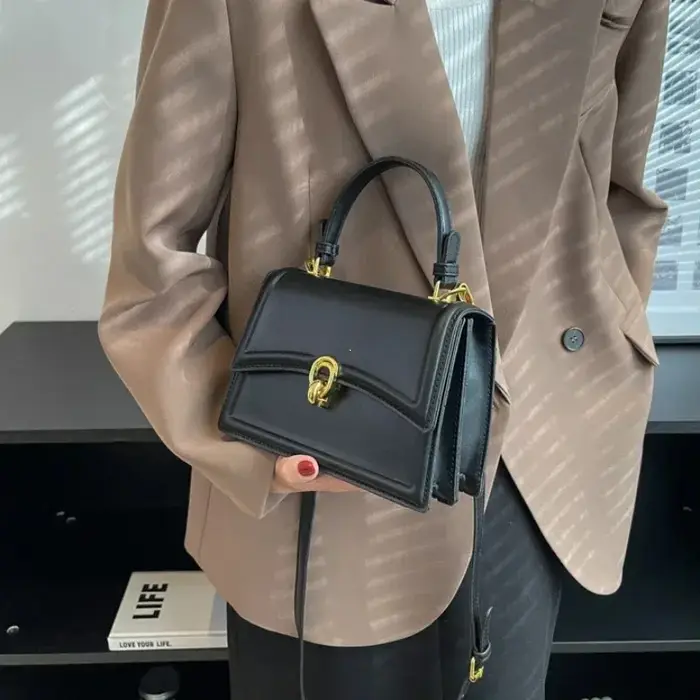 Sac à bandoulière en cuir PU marron/café pour femmes