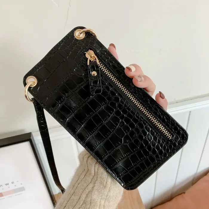 Sac de téléphone en cuir PU Stone Patter pour femme