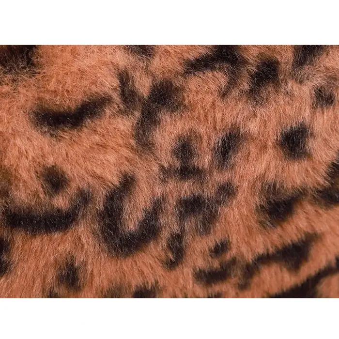 Sac à cosmétiques en peluche léopard avec pompon en PU