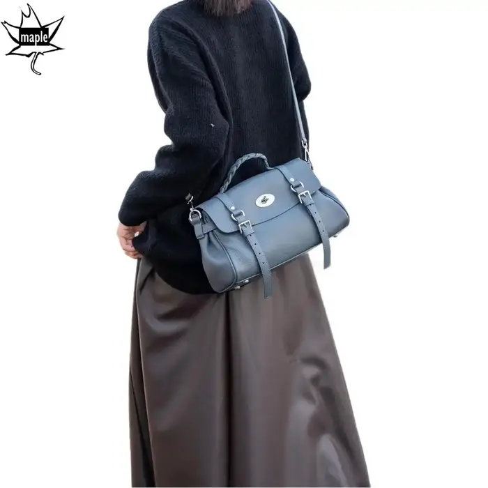 Sac à Main Rétro Classique en Cuir de Vache Naturel pour Femme