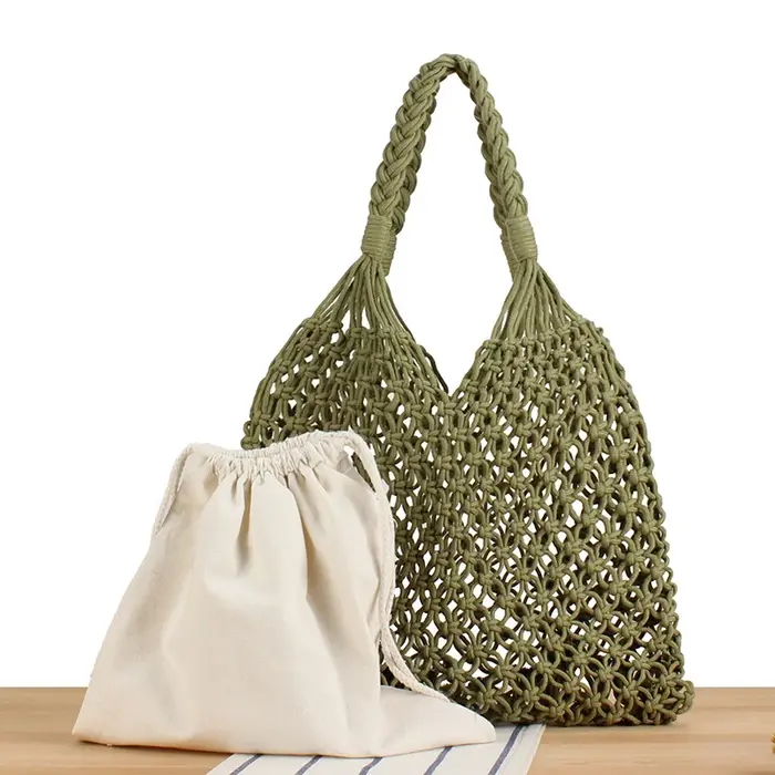 Sac à main bandoulière bohème en crochet ajouré à une épaule avec poche intérieure, sac fourre-tout