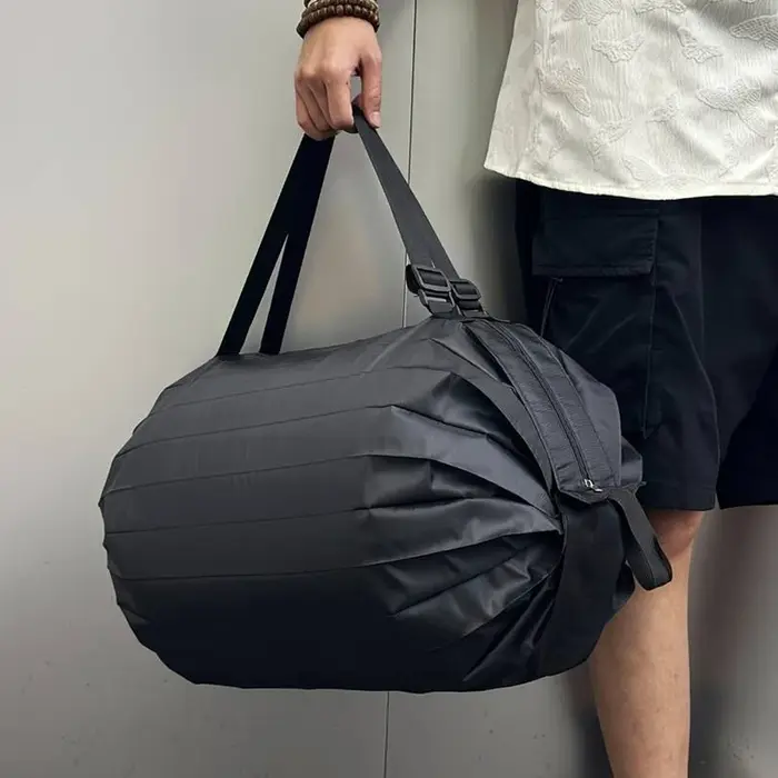 1 sac de courses portable noir à fermeture éclair de grande capacité