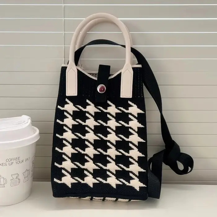 Mini sac à main carré tricoté en forme de cœur pour femmes, mode coréenne, petits sacs à bandoulière
