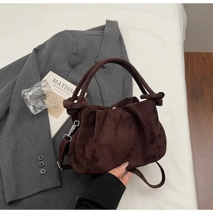 Nouveau sac bandoulière rétro en daim pour femme