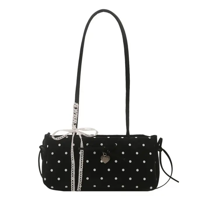 Sac à bandoulière en PU à pois avec nœud décoratif