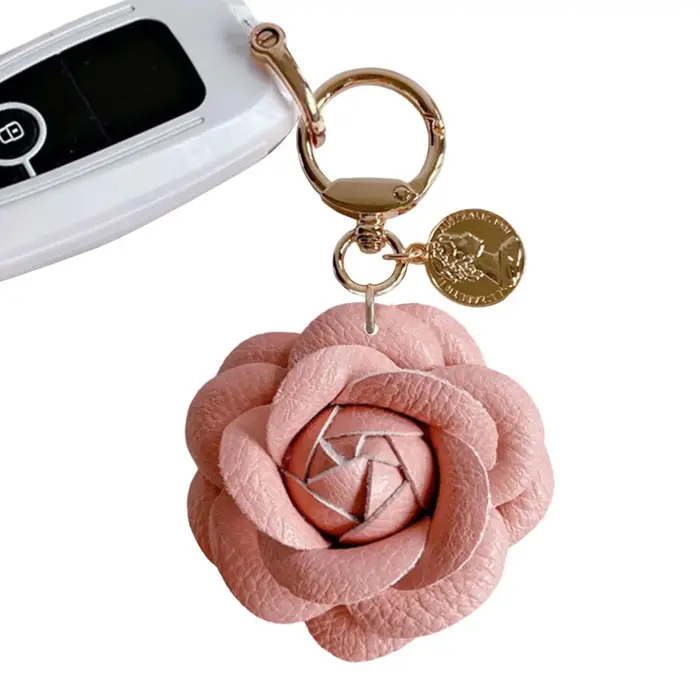 Breloque de sac en cuir en forme de fleur