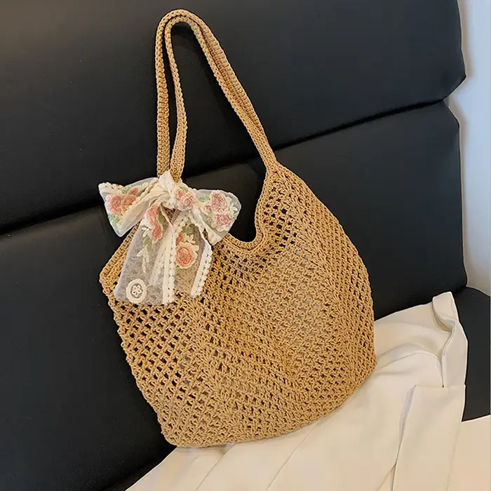 Sac fourre-tout d'été en dentelle avec nœud pour femme