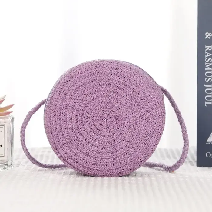 Sac à main en paille tendance en forme de coquillage