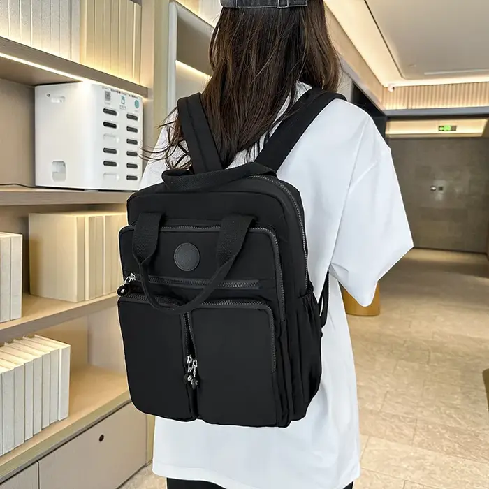 Sac d'école étudiant Version coréenne Junior lycéen mignon couleur unie sac à dos de haute qualité Double sacs à bandoulière