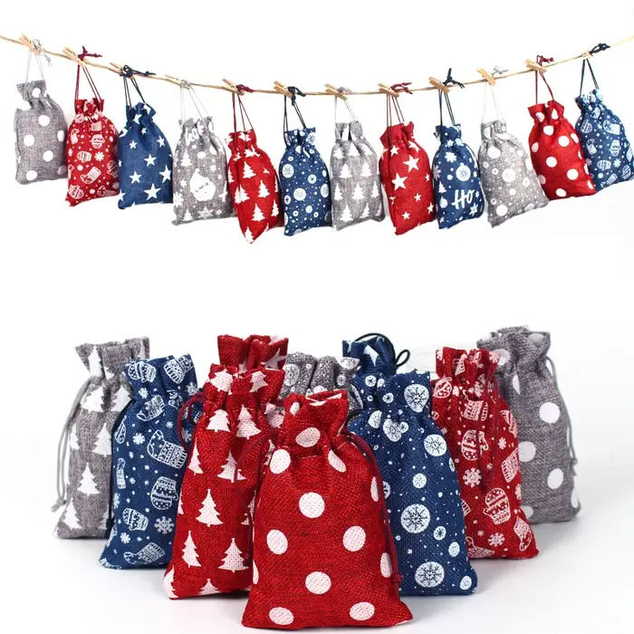Sacs de noël en Jute 10 pièces/lot