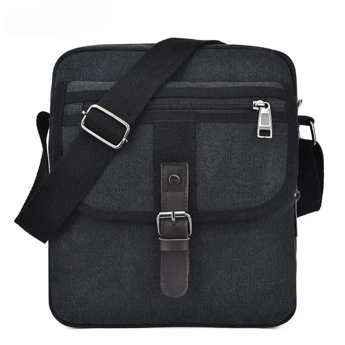 Sac à bandoulière décontracté, sacoche en toile robuste, sac bandoulière vintage multi-poches, sac à