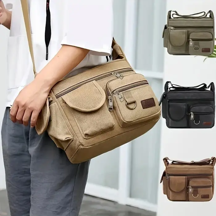 Nouveau Nouveau sac à bandoulière multi-poches sac de messager pour étudiant voyage sac casual